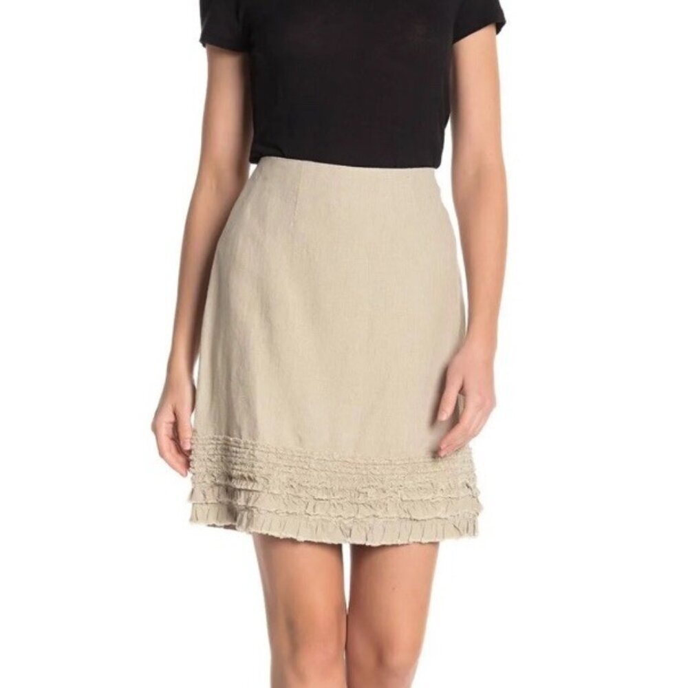 Tommy Bahama Beige Ruffle-Hem Pencil Skirt